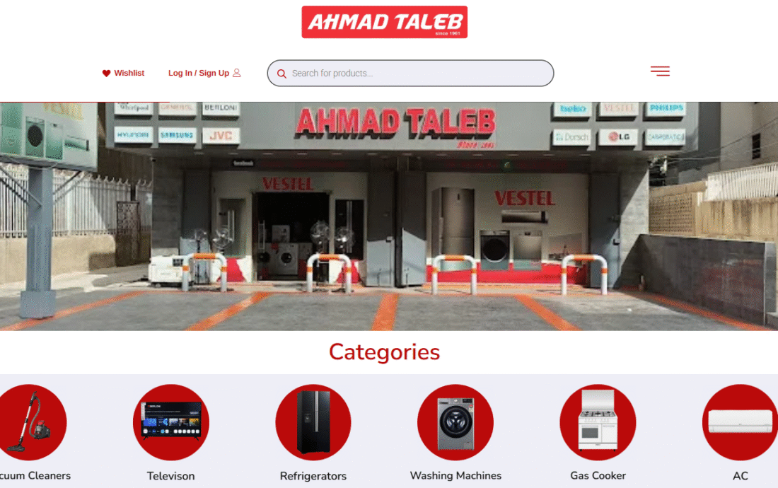 Ahmad Taleb Electronics Ecommerce website by web synergy in lebanon