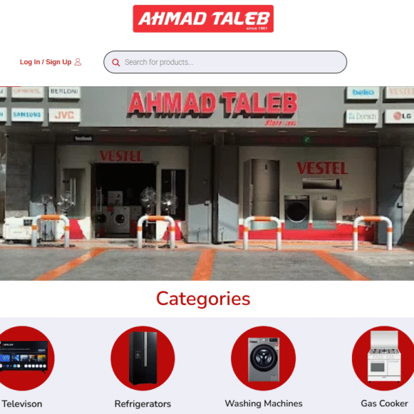Ahmad Taleb Electronics Ecommerce website by web synergy in lebanon