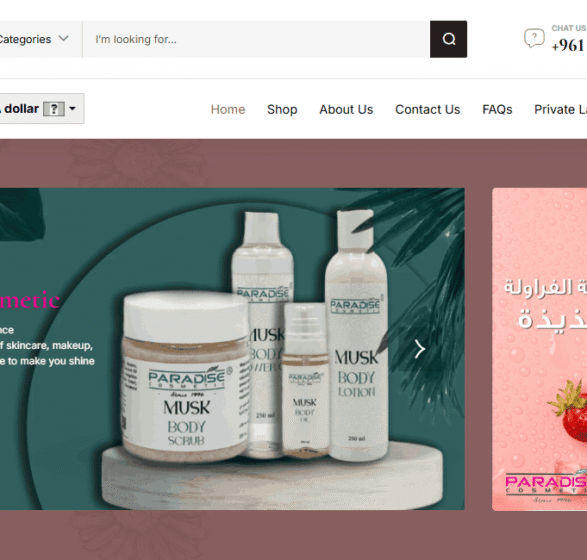 Paradise Cosmetic, Cosmetics in Lebanon, Private Label in Lebanon, Brand Lebanon Cosmetics, E-commerce Development in Lebanon, Website Development in Lebanon, Web Development Lebanon